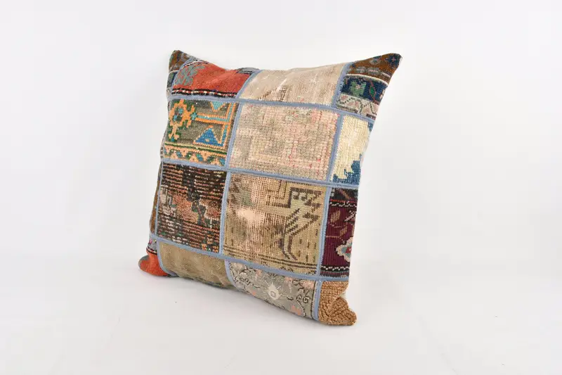 Vintage Pillow, Oriental Cushion, Turkish Kilim Pillow, Cushion, Boho Pillow Sham Cover, Bolster Pillow Case, 24x24 Brown Cushion Case - 3