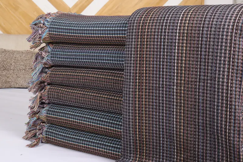 Bedspread, Summer Gift, 92x88 Cotton Geometric Towel, Large Beach Towel Personalized, Decorative Blanket, Gift For Wedding Day, Woven Blanket - 2