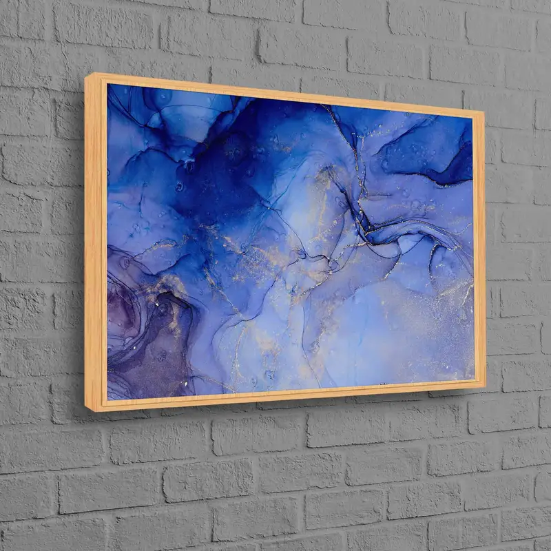 現代的なシルバーのきらめく紫色の大理石プリント キャンバス アート