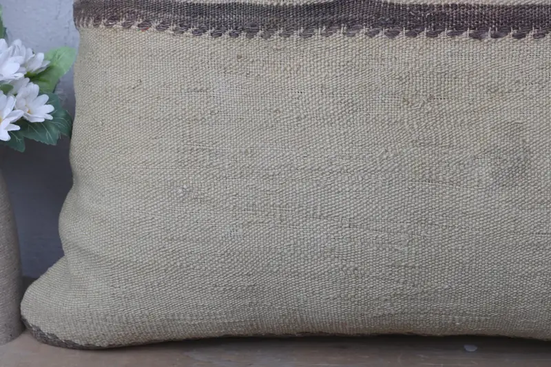 Handmade Kilim Cushion, Authentic Pillow Case, Neutral Cushion Cover, Pillow for Couch, Pillow, Vintage Kilim Throw Pillow, 16x24 Green Pillow Case - 3