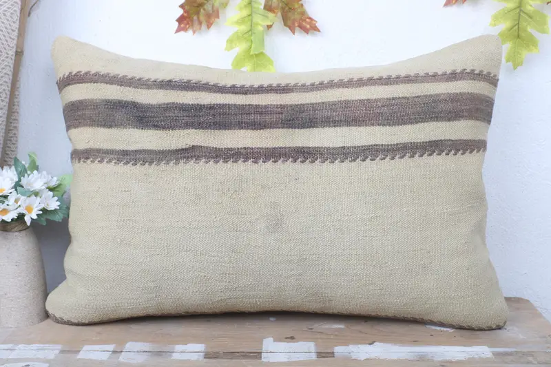 Handmade Kilim Cushion, Authentic Pillow Case, Neutral Cushion Cover, Pillow for Couch, Pillow, Vintage Kilim Throw Pillow, 16x24 Green Pillow Case - 2