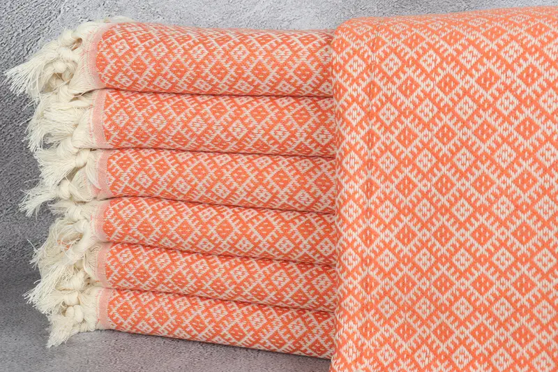 Benutzerdefiniertes türkisches Handtuch, besticktes Strandtuch, orangefarbenes Handtuch, 40 x 71 Zoll