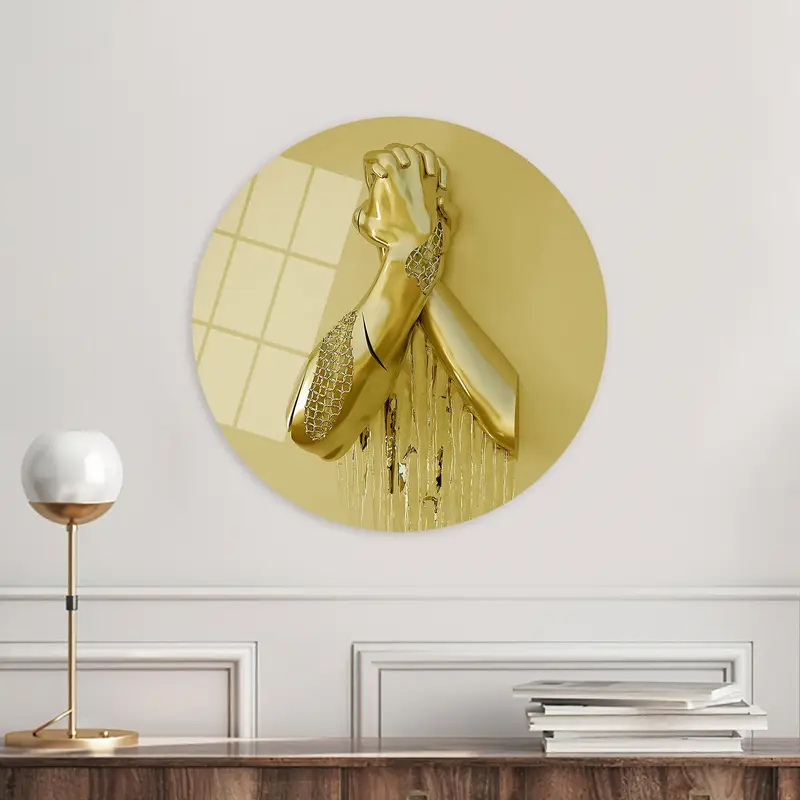 現代的なメタリックハンド 3D ゴールドプリントキャンバスアート