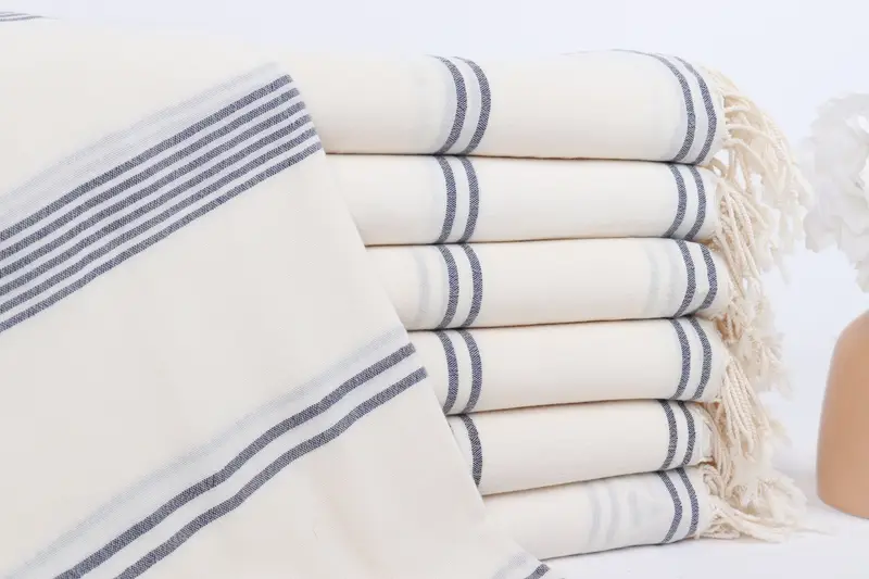 Turkish Towel Beach Navy Striped, Custom Beach Towel, 36x71 Inches