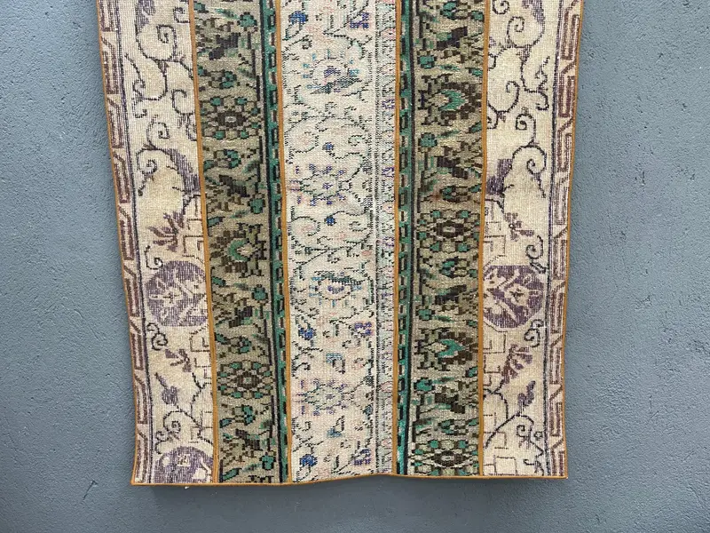 Vintage Turkish Oushak Small Rug 3.4x4.2 ft, Brown Animal Print Rug Wool - 1