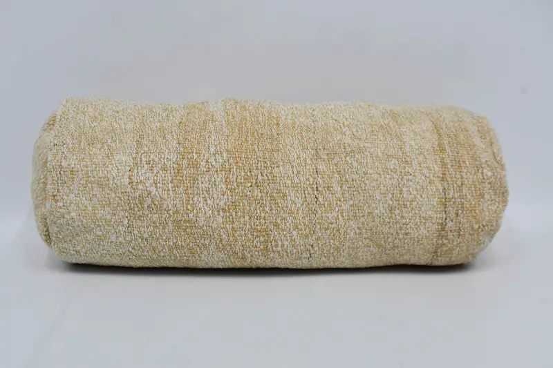 Handgefertigtes 8x20 Beige Kariertes Kissen, Vintage Kissen mit Reißverschluss