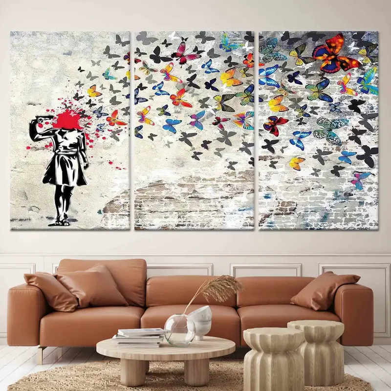 魅惑的なバンクシー バタフライ ガール キャンバス プリント - 芸術的なエレガンス