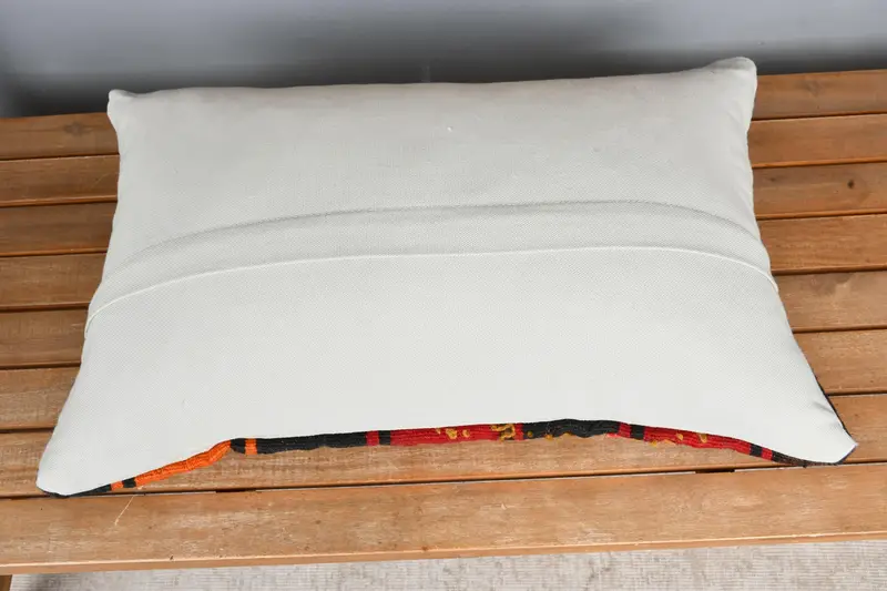 Vintage Kilim Throw Pillow, Bolster Pillow Cover, Pillow Cover, Kilim Cushion Sham, Boho Pillow Sham Cover, 16x24 Red Cushion Case - 5