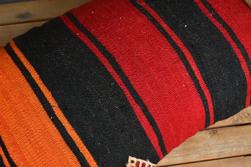 Vintage Kilim Throw Pillow, Bolster Pillow Cover, Pillow Cover, Kilim Cushion Sham, Boho Pillow Sham Cover, 16x24 Red Cushion Case - 3