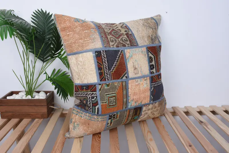 Neutral Cushion, Handwoven Pillow Cover Pillow, Gift Pillow, Yoga Pillow Sham, 28x28 Orange Pillow, Cushion Cover, Home Decor Pillow, Kilim Pillow - 4