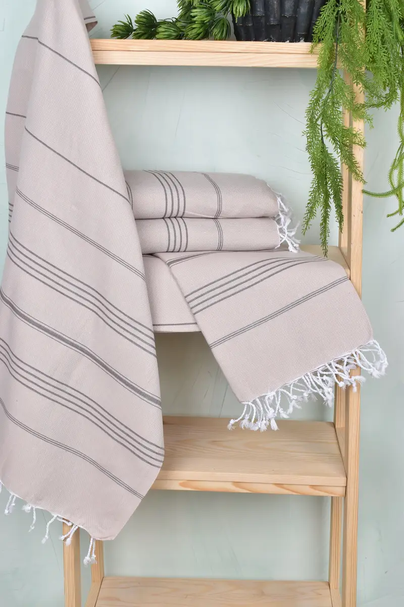 Sand-resistant towel, Thin towel, 70x40 Cotton Striped Towel, Sand-free towel, Thin and lightweight Turkish peshtemal, House Warming Gift, Spa Towel - 6
