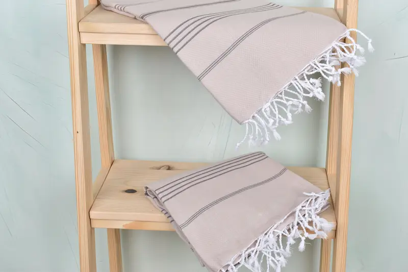 Sand-resistant towel, Thin towel, 70x40 Cotton Striped Towel, Sand-free towel, Thin and lightweight Turkish peshtemal, House Warming Gift, Spa Towel - 5