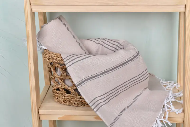 Sand-resistant towel, Thin towel, 70x40 Cotton Striped Towel, Sand-free towel, Thin and lightweight Turkish peshtemal, House Warming Gift, Spa Towel - 4