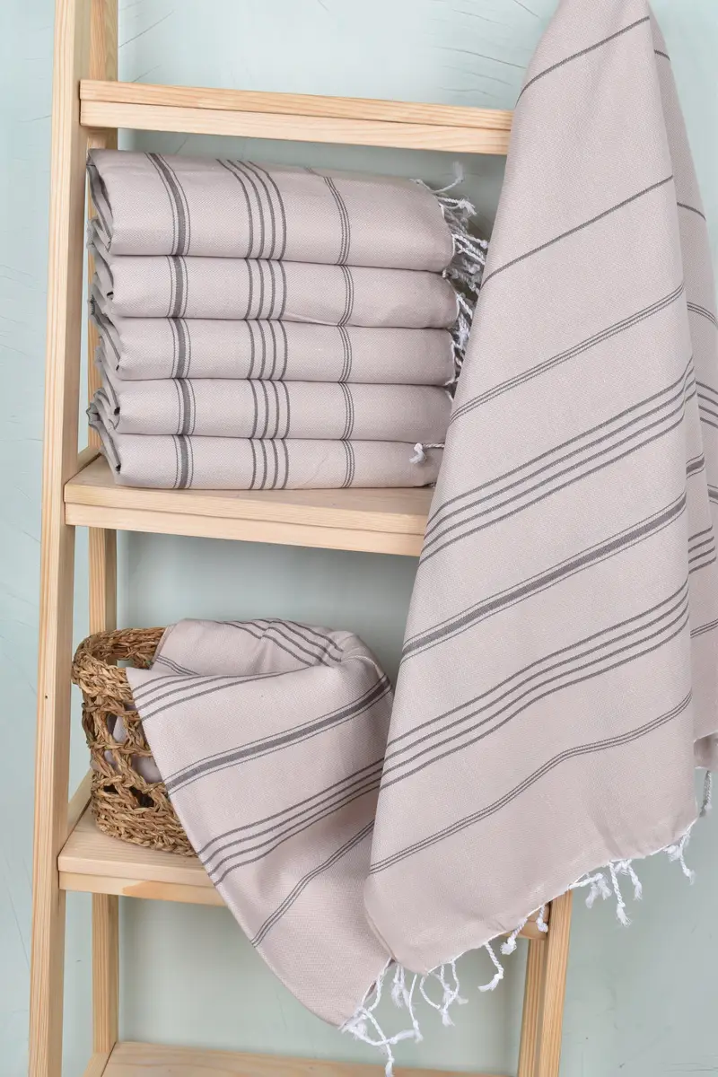 Sand-resistant towel, Thin towel, 70x40 Cotton Striped Towel, Sand-free towel, Thin and lightweight Turkish peshtemal, House Warming Gift, Spa Towel - 3