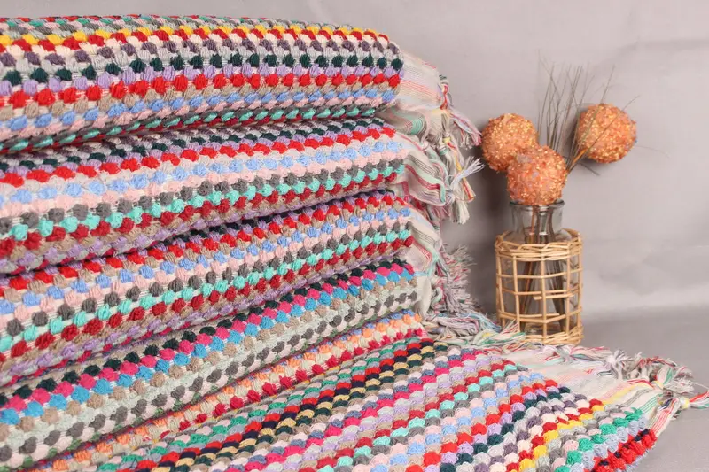 Yellow-Red Cotton Towel Turkish Beach, 36x67 Inches