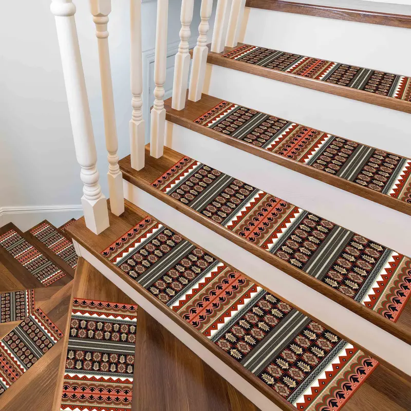 Ethnic Pattern Stair Rug, Kilim Design Printed Rug, Aztec Bohemian