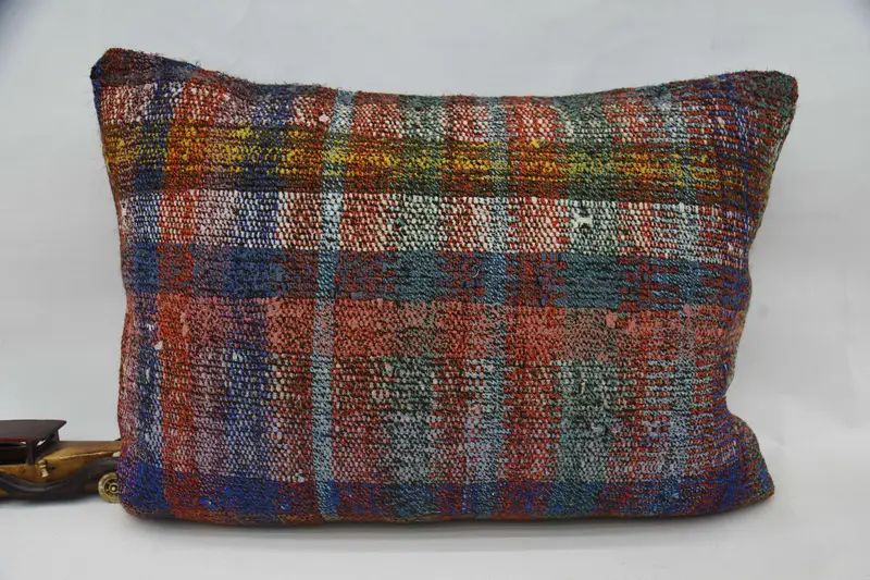 Vintage Kilim Throw Pillow, Bolster Pillow Sham, Pillow Sham, 20x28 Blue Pillow Case, Boho Pillow Sham Cover, Pillow for Couch, Nomadic Pillow Case - 4