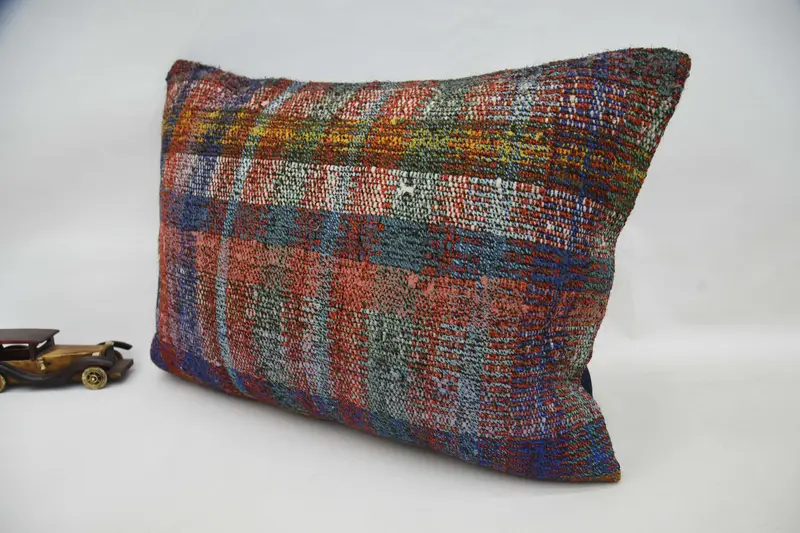 Vintage Kilim Throw Pillow, Bolster Pillow Sham, Pillow Sham, 20x28 Blue Pillow Case, Boho Pillow Sham Cover, Pillow for Couch, Nomadic Pillow Case - 5