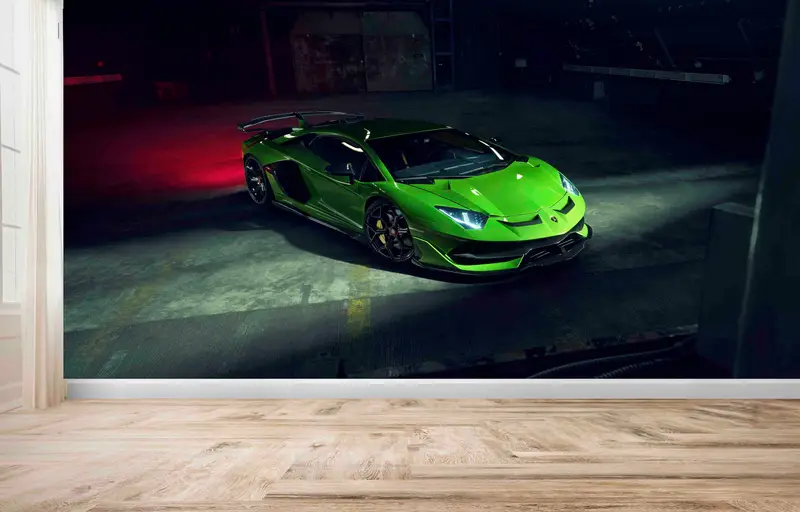 Zarif Lamborghini Baskılı Duvar Kağıdı: Man Cave için Lüks Araba Teması