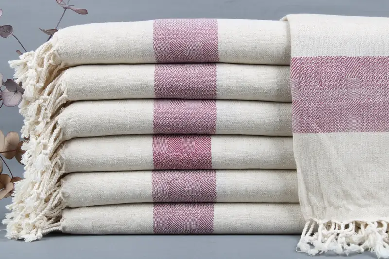 Personalized Turkish Towel, Burgundy Striped, 36x71 Inches
