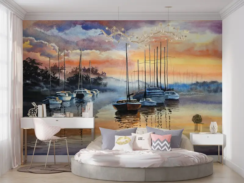 Sea Mural, Seascape Wall Paper, View Wall Paper, Soft Tones Wall Art, Cloud Wall Mural, Modern Wall Art, Modern Wall Print, - 5