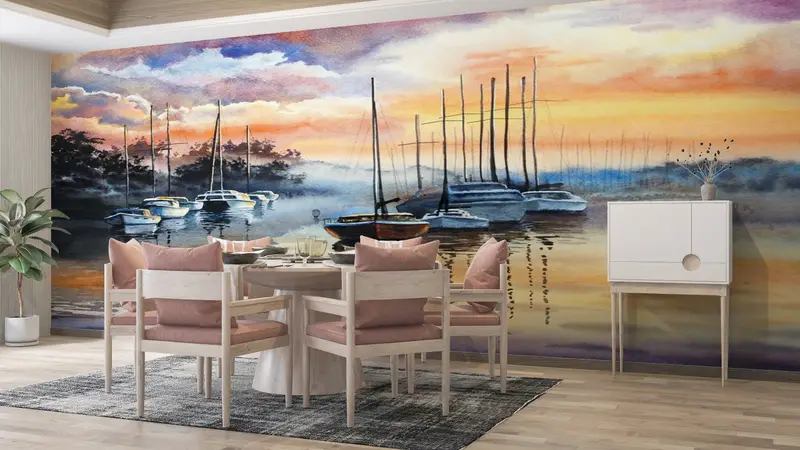 Sea Mural, Seascape Wall Paper, View Wall Paper, Soft Tones Wall Art, Cloud Wall Mural, Modern Wall Art, Modern Wall Print, - 4