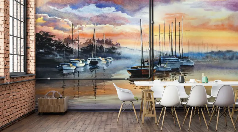 Sea Mural, Seascape Wall Paper, View Wall Paper, Soft Tones Wall Art, Cloud Wall Mural, Modern Wall Art, Modern Wall Print, - 6