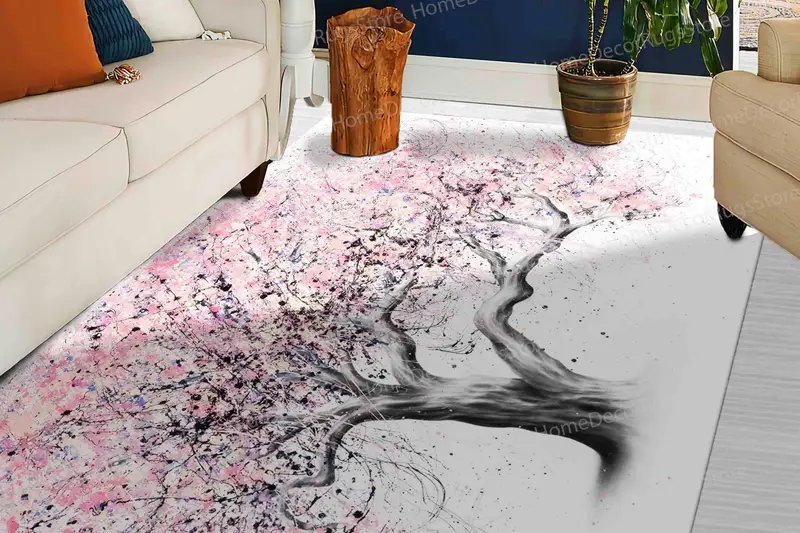 Alfombra estampada Pink Tree: diseño abstracto moderno para espacios contemporáneos