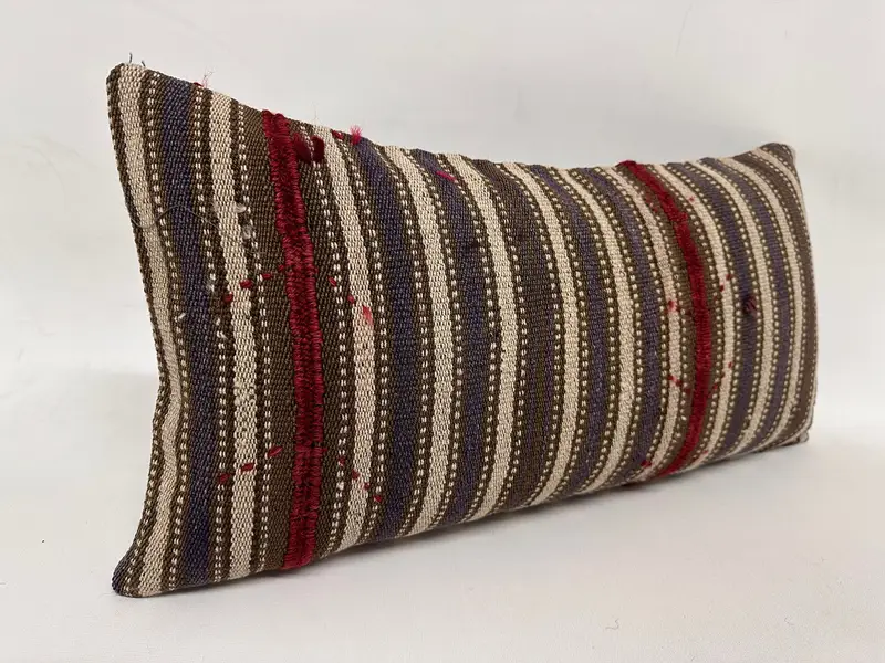 Kilim Pillow, Patio Pillow, Indoor Cushion Case, Gift Pillow, Boho Pillow, 12x24 Brown Pillow Case, Pillow Sham, Ethnic Throw Pillow Sham - 4