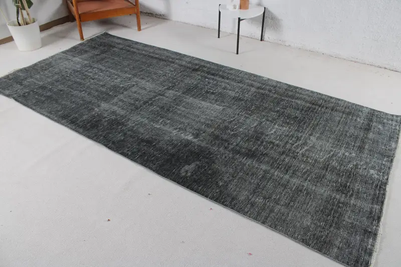 Vintage Türk Büyük Halı 4.6x9.9 ft, Gri Beyaz Hayvan Baskı Halı - 1