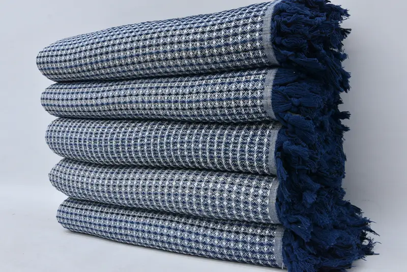 96x70 Cotton Striped Towel, Summer Gift, Organic Throw, Bedspread, Woven Throw Blanket, Beach Bachelorette Party Decorations, Bridal Shower Gift - 1