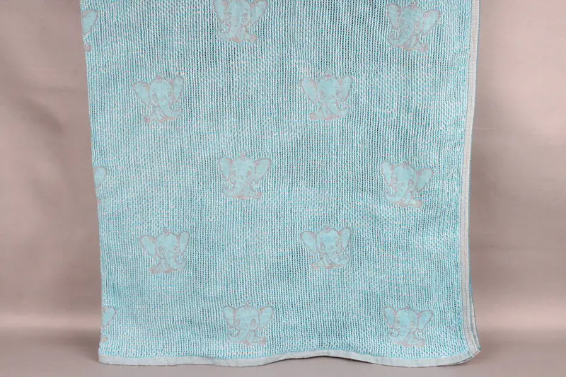 Handwoven Turkish Turquoise Blanket Beige, 48x50 Inches