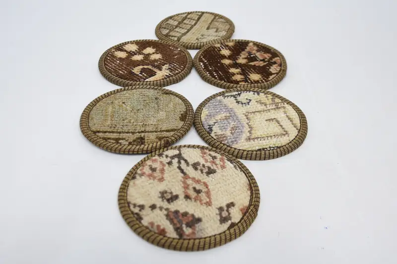 Brown and Beige Woven Coaster, Durable and Stylish Table Coaster