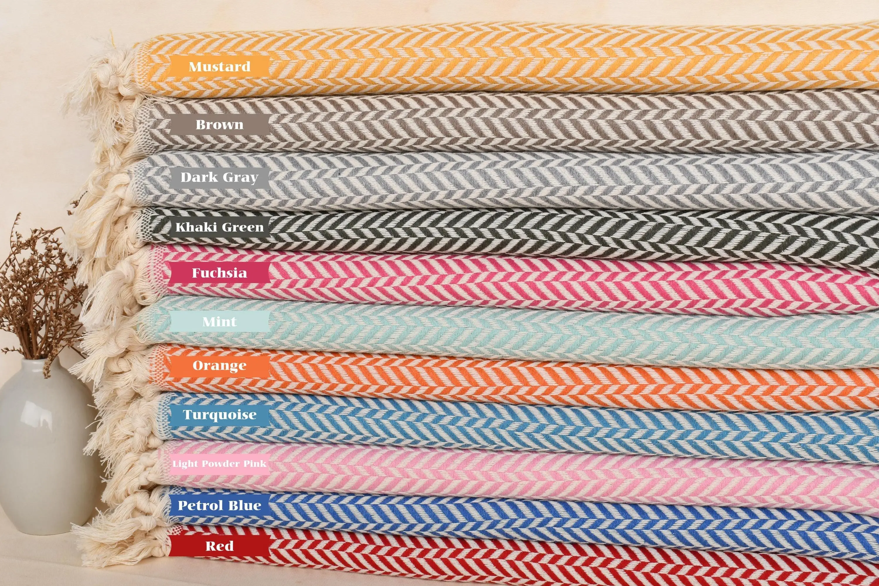 18x36 Cotton Tea Towel, Organic & Recycled, Chevron, Kitchen & Tea Towel - 1