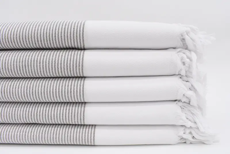 Custom Turkish Beach Towel, Brown Striped, Organic Cotton, 70x40 Inches