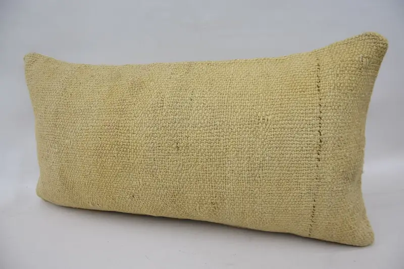 Cushion Cover, Interior Designer Pillow, Aesthetic Cushion Cover, Antique Pillows, 12x24 Beige Pillow Cover, Ethnical Kilim Rug Pillow - 3