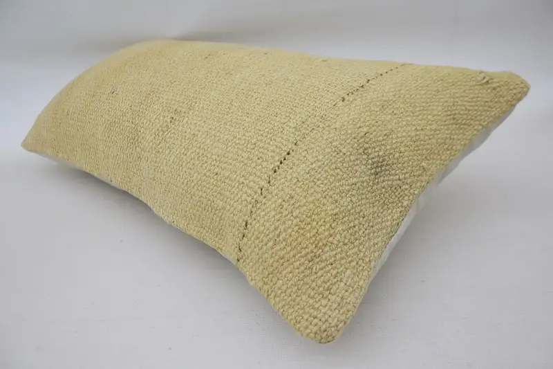 Cushion Cover, Interior Designer Pillow, Aesthetic Cushion Cover, Antique Pillows, 12x24 Beige Pillow Cover, Ethnical Kilim Rug Pillow - 6