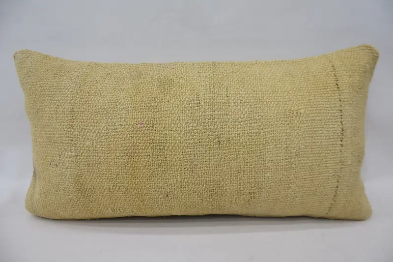Cushion Cover, Interior Designer Pillow, Aesthetic Cushion Cover, Antique Pillows, 12x24 Beige Pillow Cover, Ethnical Kilim Rug Pillow - 1