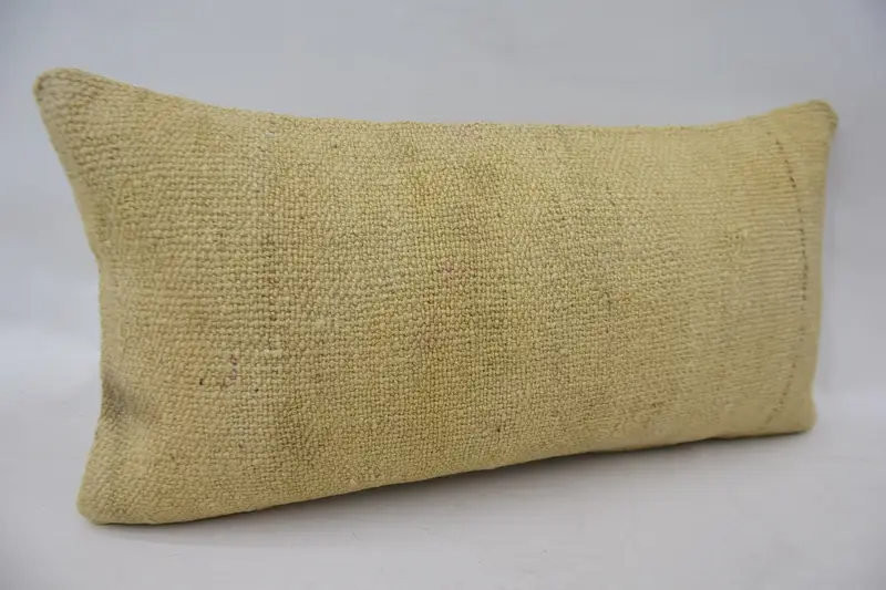 Cushion Cover, Interior Designer Pillow, Aesthetic Cushion Cover, Antique Pillows, 12x24 Beige Pillow Cover, Ethnical Kilim Rug Pillow - 2
