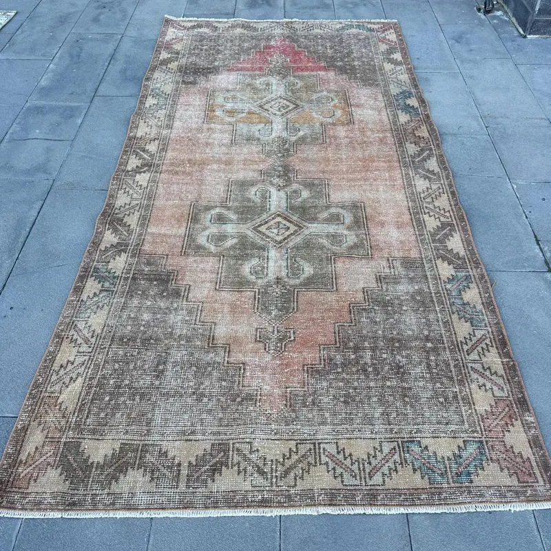 Alfombra vibrante de 1,2 x 2,8 m, diseño abstracto en naranja y verde