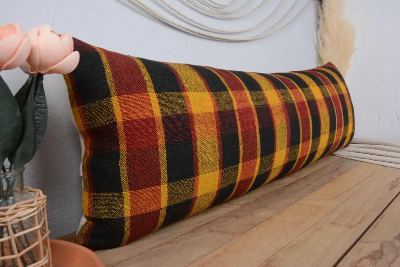 Pillow for Couch, 16x48 Yellow Cushion Case, Handwoven Pillow Cover Pillow Cover, Throw Kilim Pillow, Turkish Kilim Pillow, Pillow Sham - 1