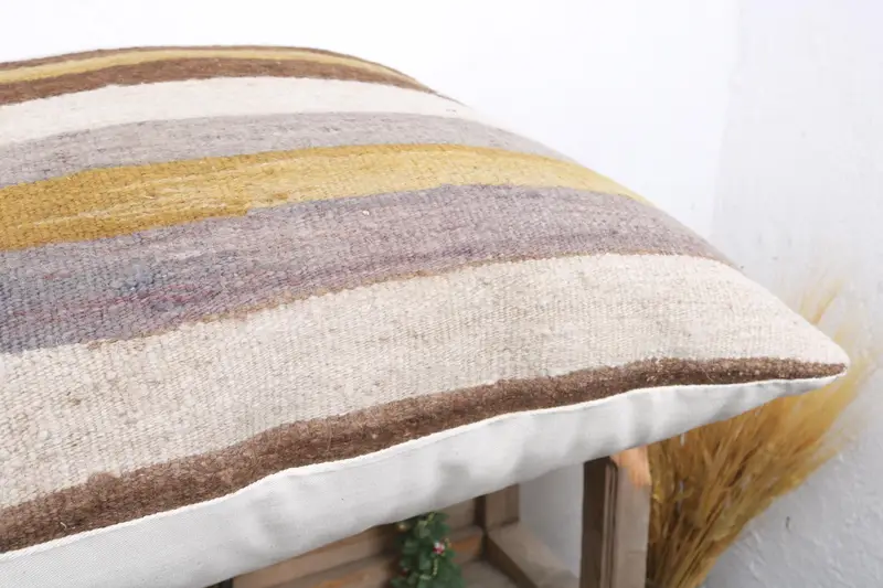 Ethnical Kilim Rug Pillow, Vintage Kilim Throw Pillow, 24x24 White Pillow Cover, Kilim Cushion Sham, Pillow Cover, Car Cushion Case - 6