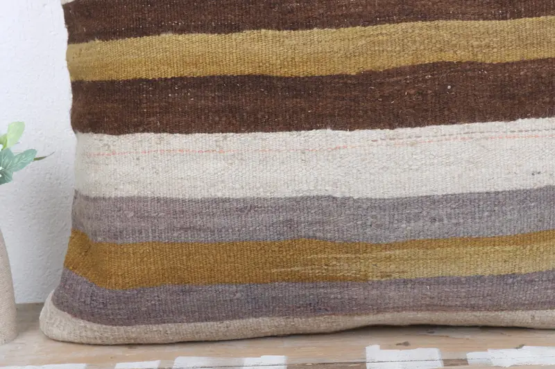 Ethnical Kilim Rug Pillow, Vintage Kilim Throw Pillow, 24x24 White Pillow Cover, Kilim Cushion Sham, Pillow Cover, Car Cushion Case - 3