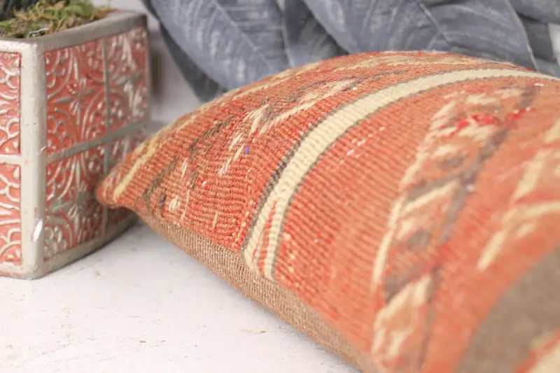 Chair Cushion, Cushion, Pillow for Sofa, Kilim Pillow Cover, 8x16 Red Pillow Sham, Pattern Throw Pillow Sham, Rustic Cushion, Pillow for Couch - 7