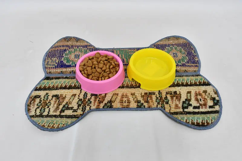 Orta Mavi ve Bej Pamuklu Köpük Dolgulu Evcil Hayvan Matı, Evcil Hayvan Pedleri