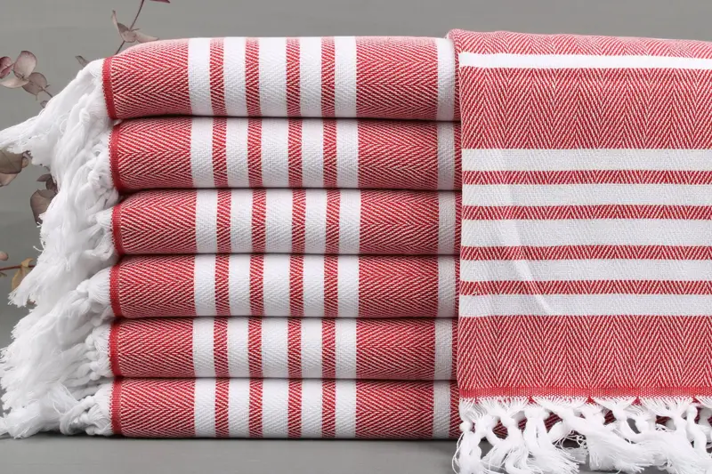 Dish Towel Red Striped Washcloth, Spa Dishcloth, 20x40 Inches
