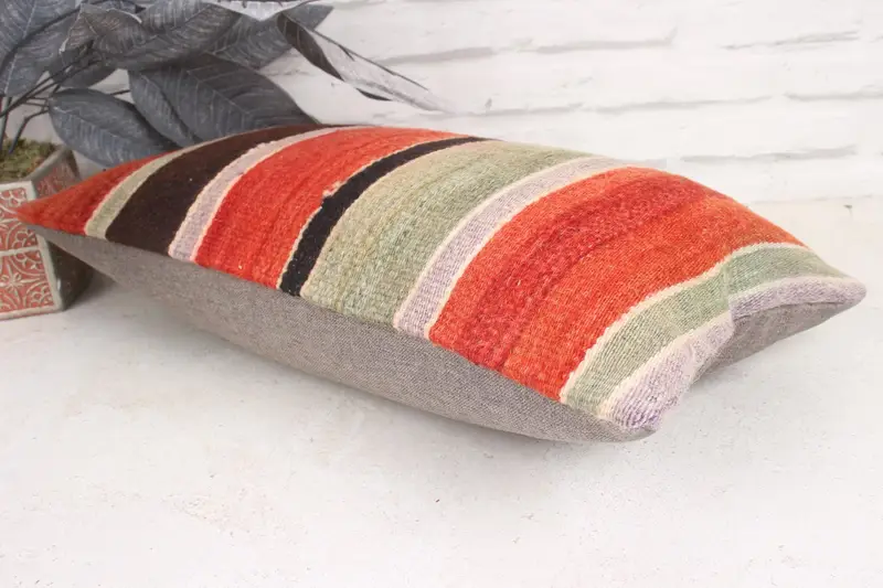 Pillow Case, 12x20 Red Cushion Case, Antique Pillows, Boho Pillow Sham Cover, Handmade Kilim Cushion, Retro Throw Cushion Cover - 6