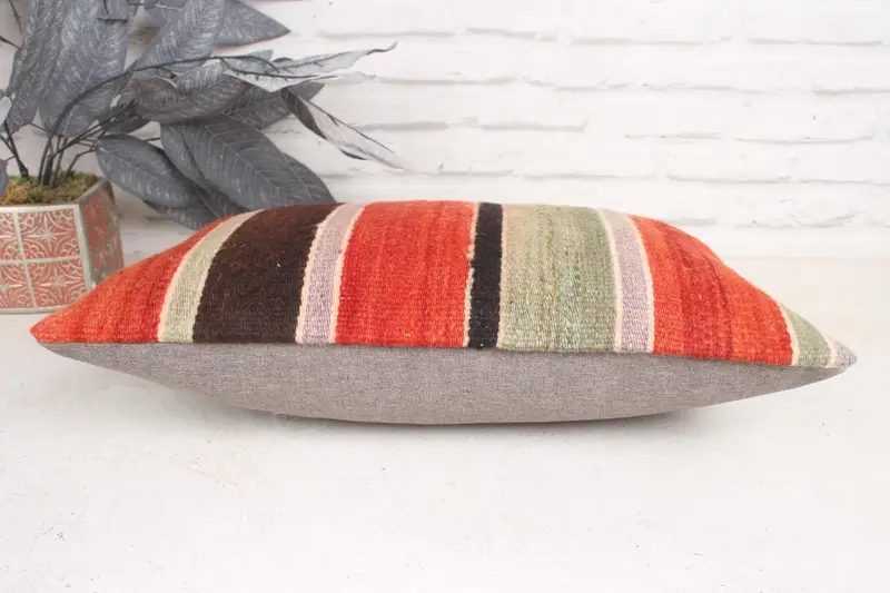 Pillow Case, 12x20 Red Cushion Case, Antique Pillows, Boho Pillow Sham Cover, Handmade Kilim Cushion, Retro Throw Cushion Cover - 5