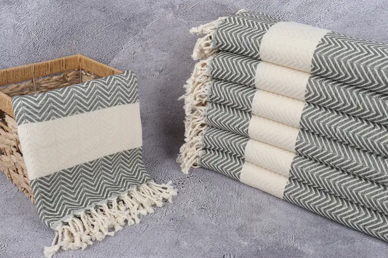70x40 Cotton Zig zag Towel, Turkish hand towel, Gift For Wedding Day, First Wedding Anniversary Gift, Peshtemal, Gift For Her, Turkish Towel USA - 2