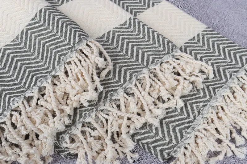 70x40 Cotton Zig zag Towel, Turkish hand towel, Gift For Wedding Day, First Wedding Anniversary Gift, Peshtemal, Gift For Her, Turkish Towel USA - 4
